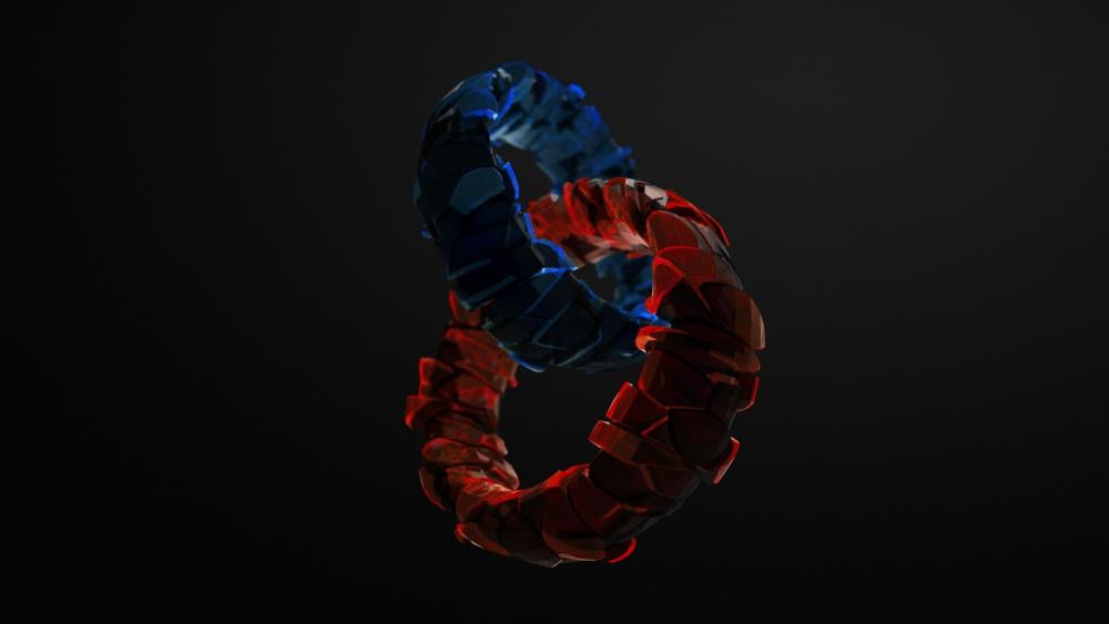 3D red and blue rings wallpaper