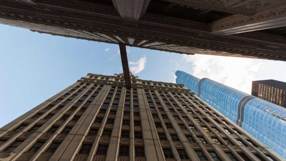 Worm's-Eye View of Skyscrapers in Chicago wallpaper