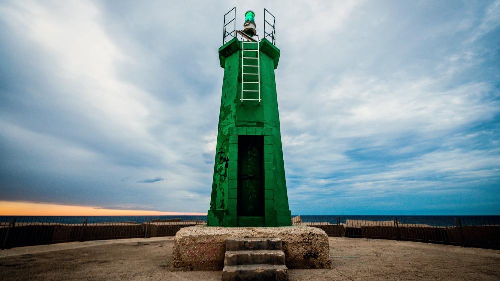 Green Lighthouse at Denia, Alicante, Spain wallpaper