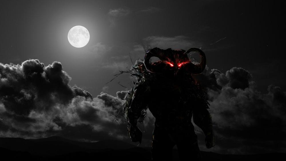 Monstrous Silhouette Under the Moonlight wallpaper
