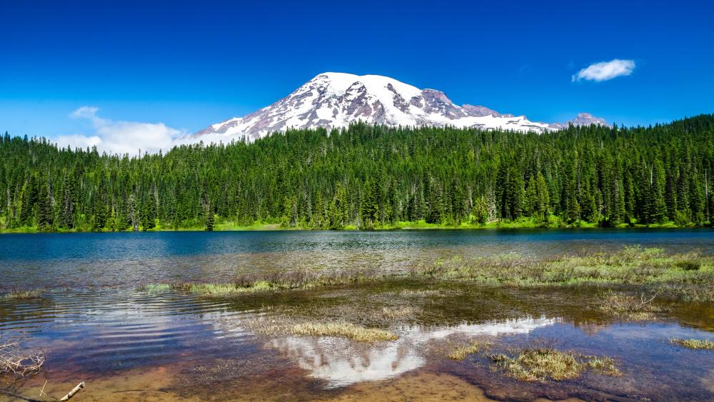 Majestic Mountain Reflected in Calm Waters wallpaper