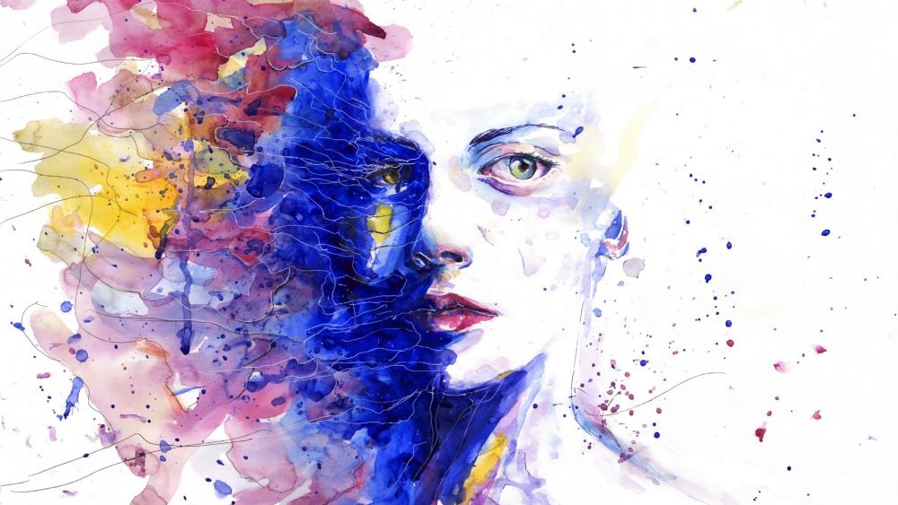 Abstract woman face painting wallpaper