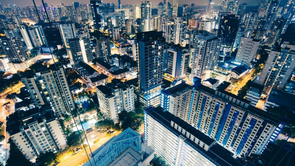 Singapore Skyscrapers at Night wallpaper