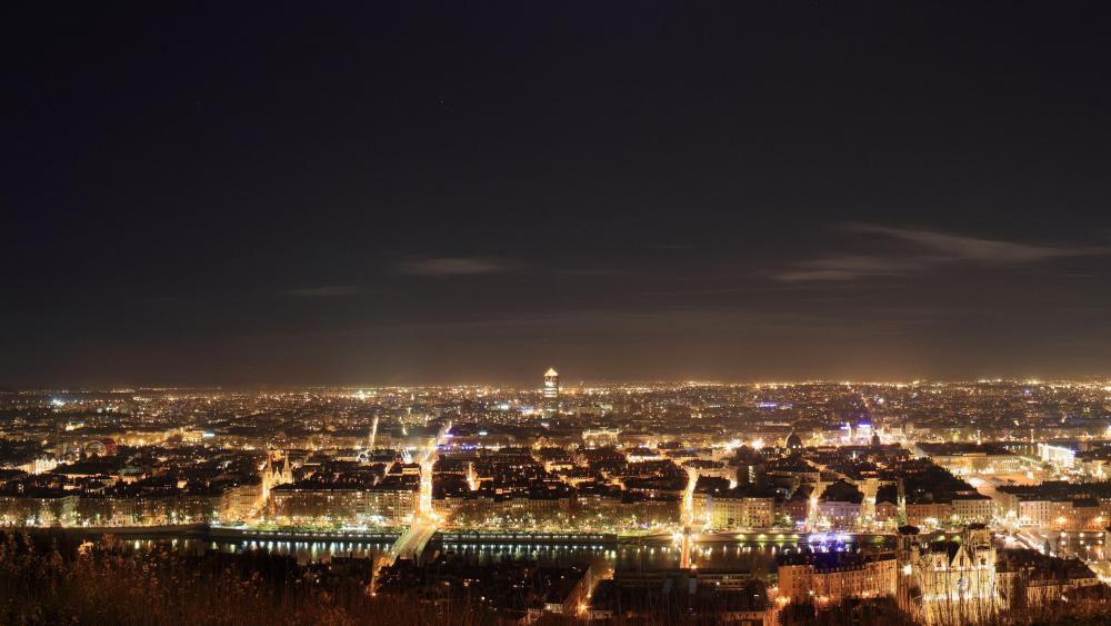 Lyon, France at Night wallpaper