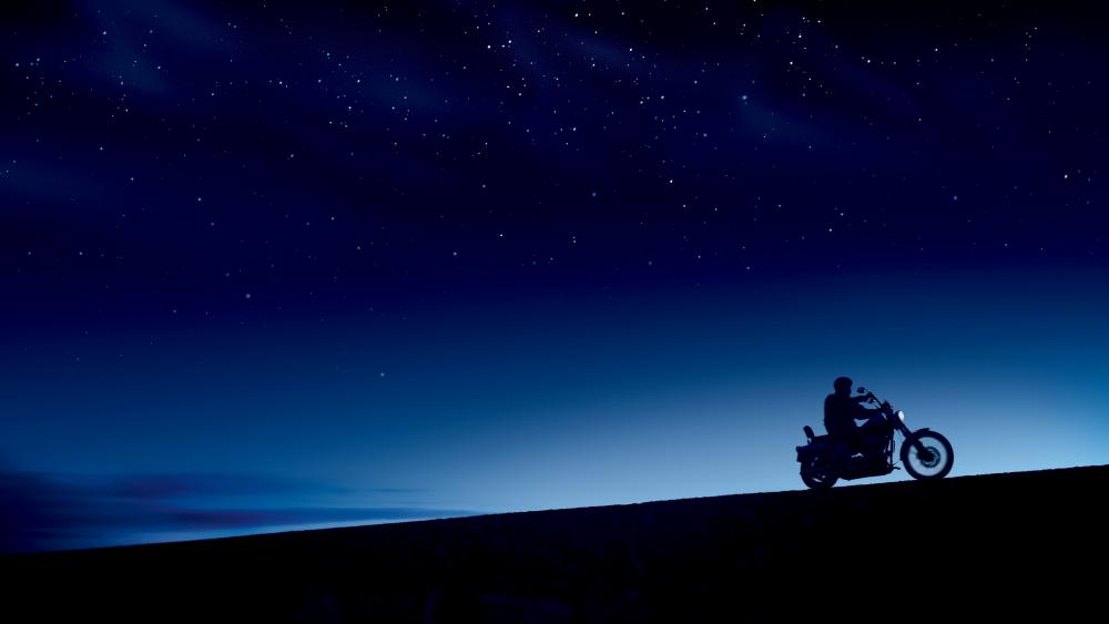 Midnight Ride Under Starlit Sky wallpaper