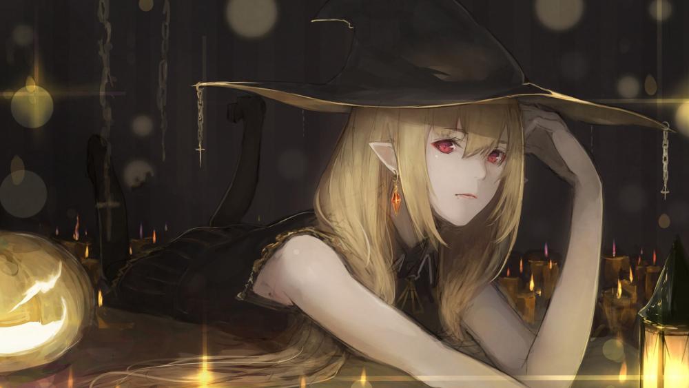 Mystical Witch's Gaze by Candlelight wallpaper