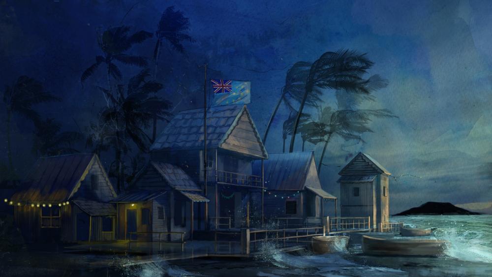 Tuvalu in stormy weather wallpaper