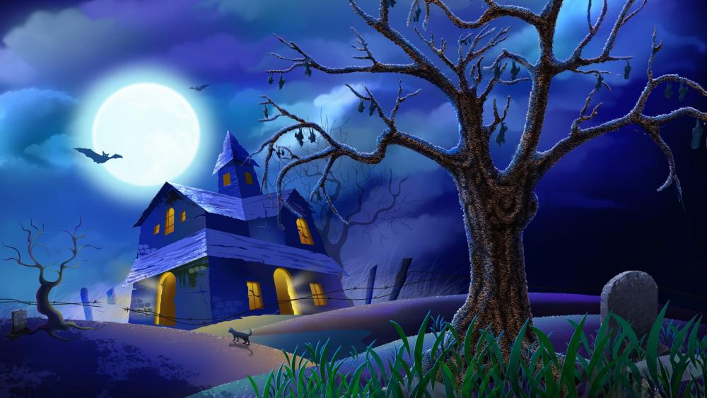 Haunted Moonlight Manor wallpaper