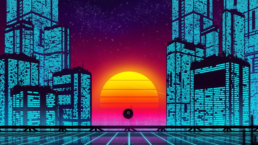 Neon Metropolis Sunset wallpaper