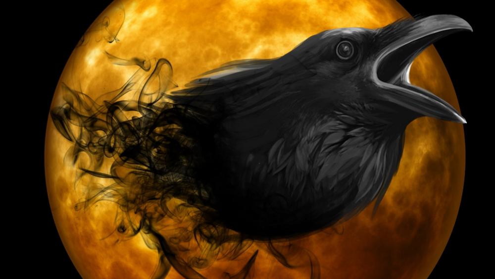 Crow in the full moon wallpaper