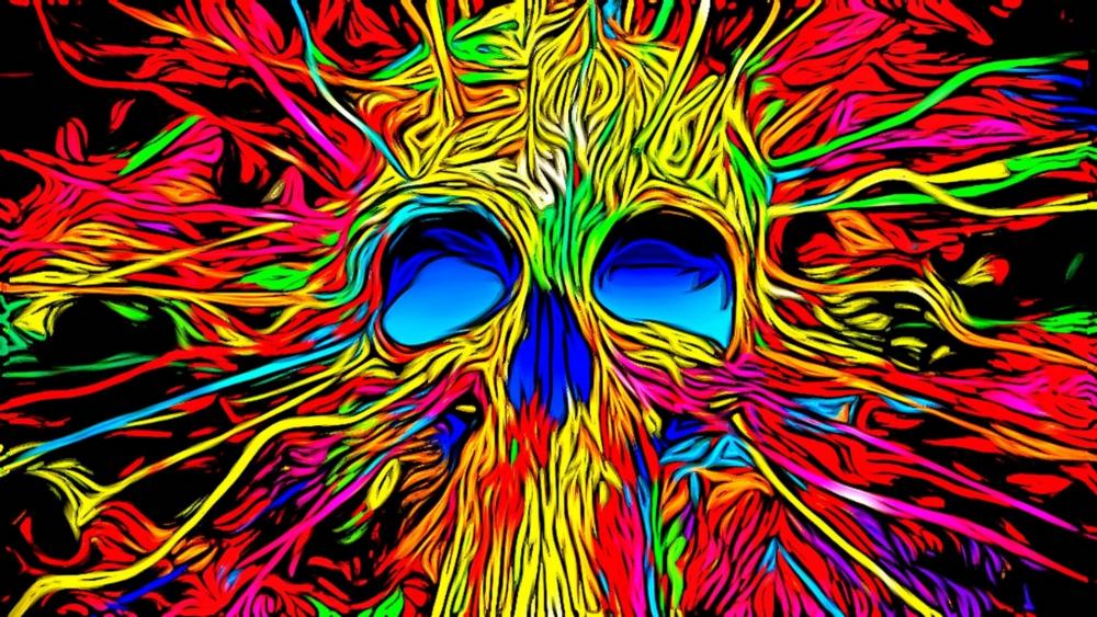 Skull with a mixture of colors wallpaper