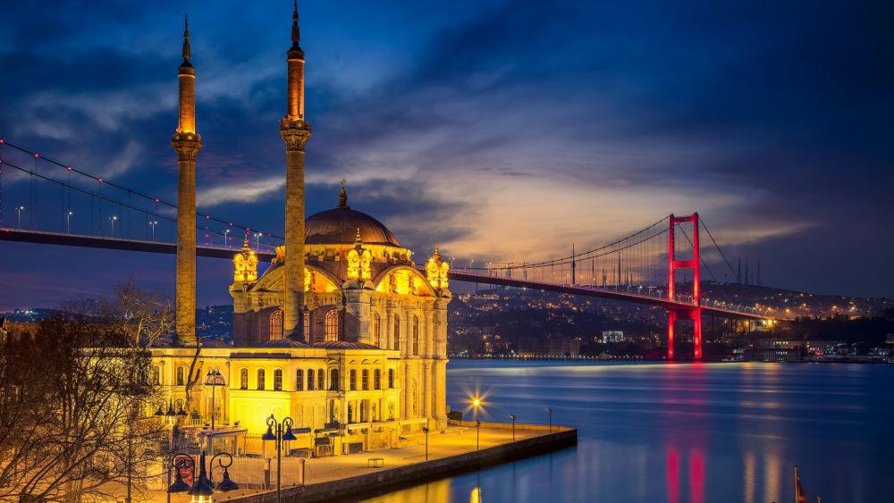 The Ortaköy Mosque and The Bosphorus Bridge Bridgez Bridge wallpaper