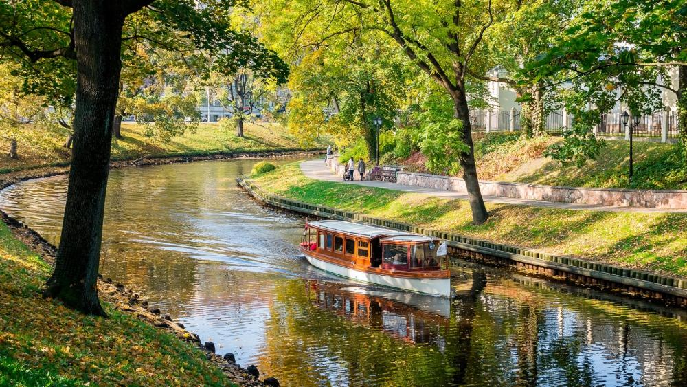 Autumn Serenity by the River wallpaper