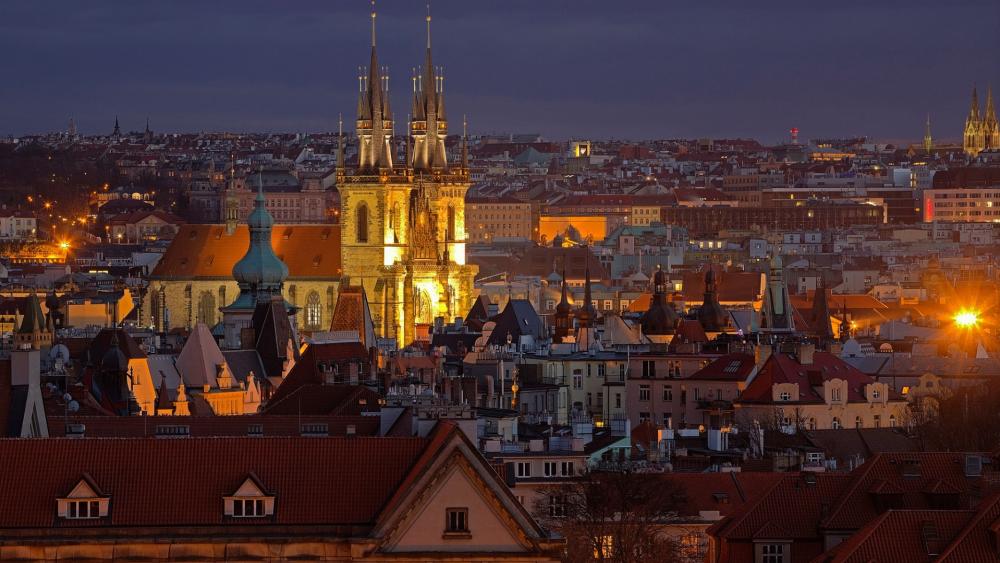 Stunning Night View Over Prague's Historic Skyline wallpaper