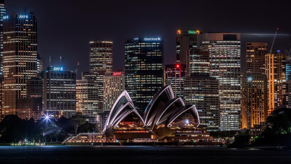 Sydney Opera House by night wallpaper