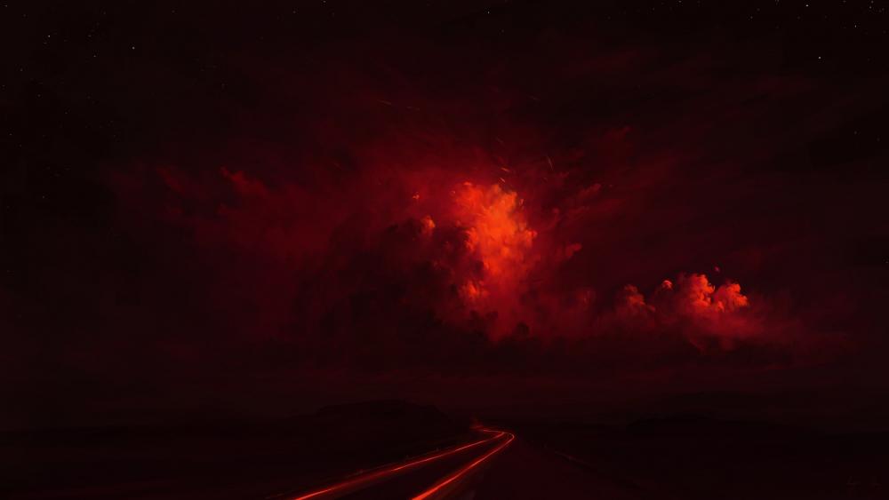 Mysterious Red Night Sky wallpaper