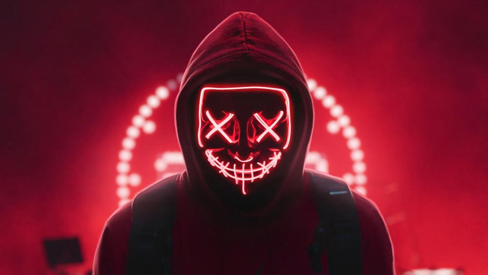 Mysterious Neon Skull in Red wallpaper