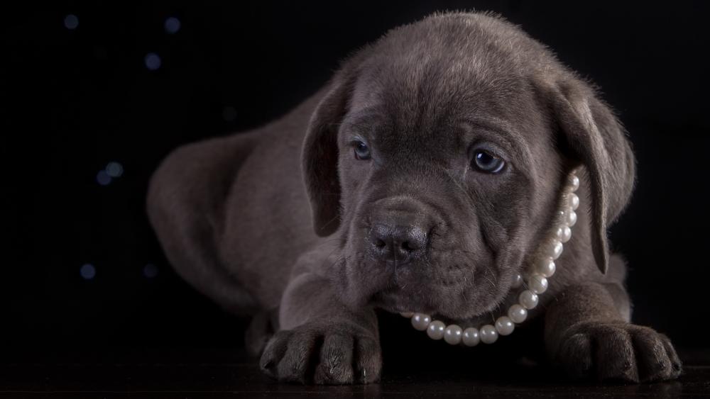 Cane corso puppy in pearls wallpaper
