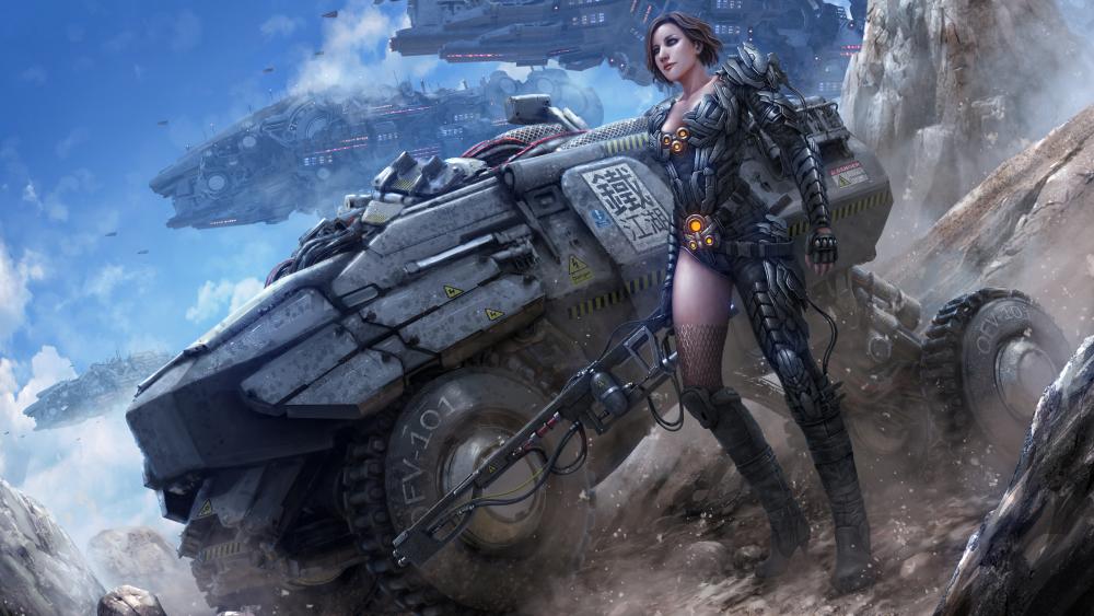 Soldier female cyborg wallpaper