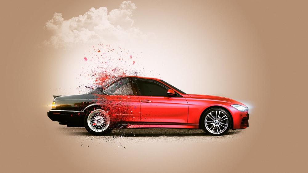 Dynamic Red Car Transformation Wallpaper wallpaper