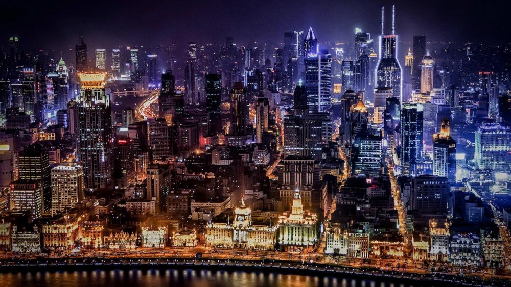 Shanghai by night wallpaper