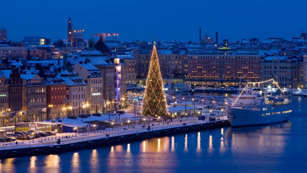Stockholm in the Christmas season wallpaper