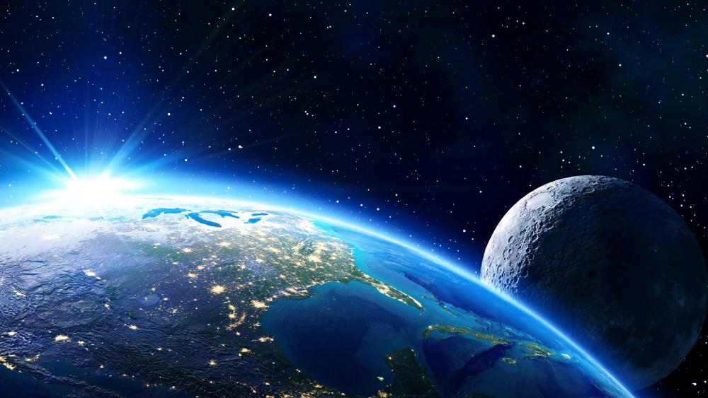 Earth and Moon Cosmic Vista wallpaper
