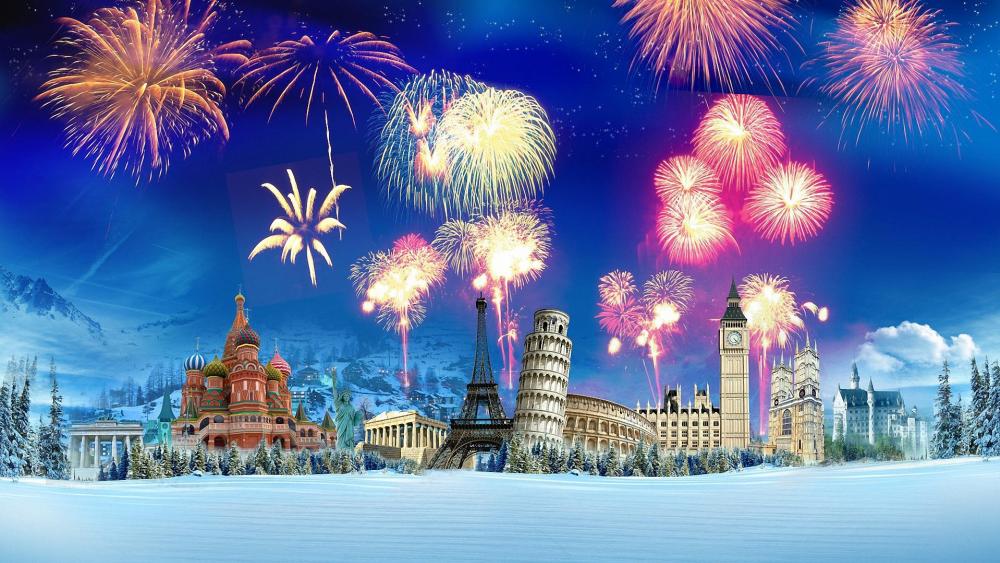 New Year's Eve around the world wallpaper