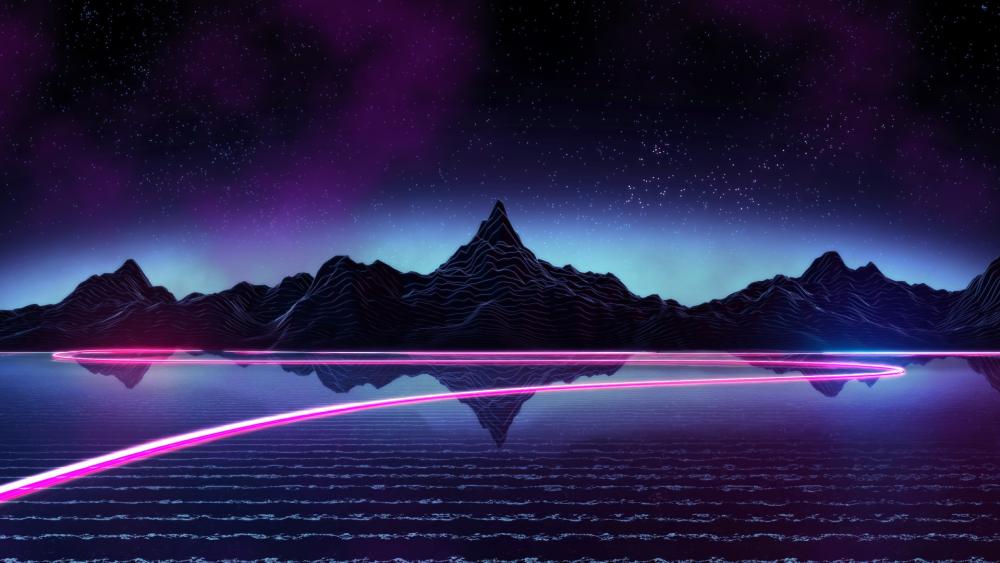 Purple digital landscape wallpaper