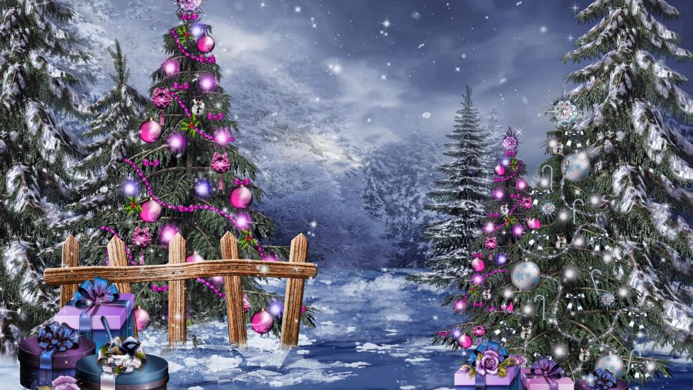 Enchanted Winter Christmas Wonderland wallpaper