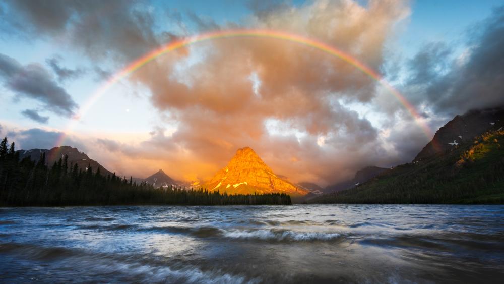 Rainbow over the Saint Mary Lake, Glacier National Park wallpaper