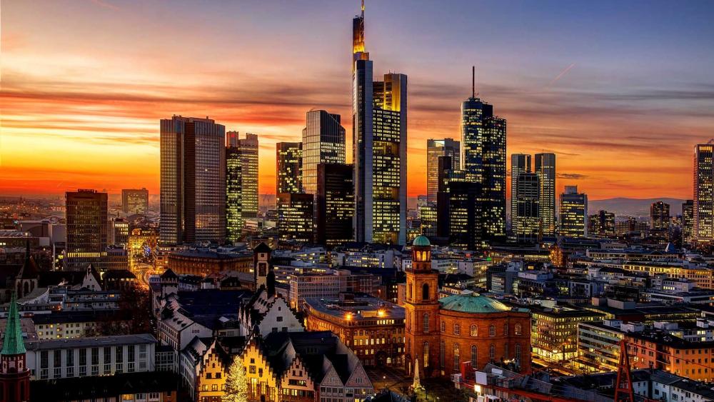 Frankfurt at dusk wallpaper