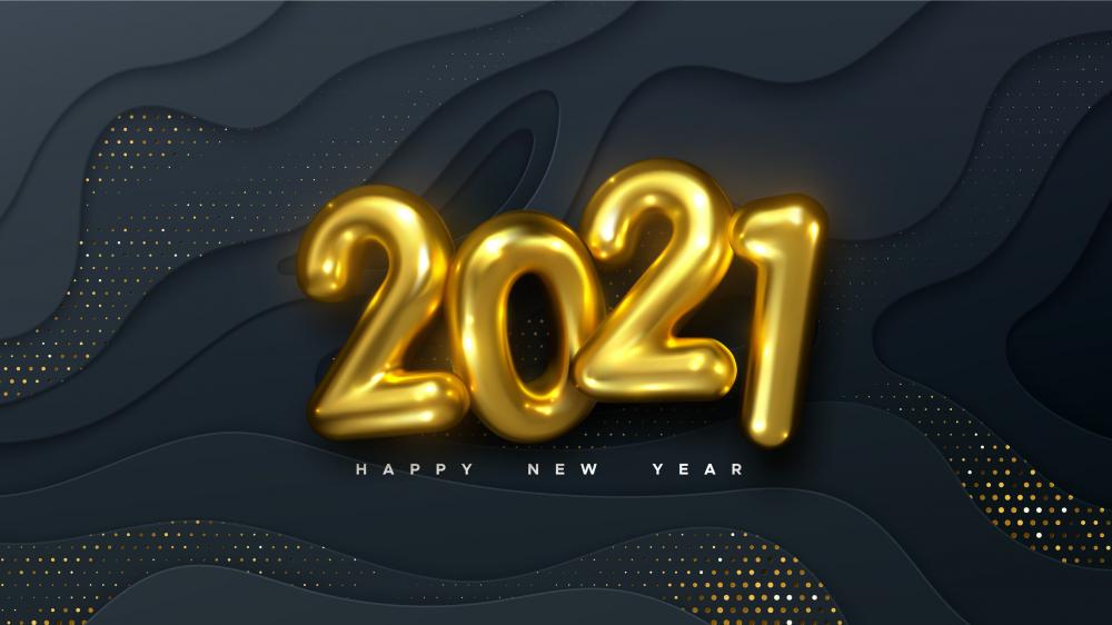 Gold 2021 Happy New Year wallpaper