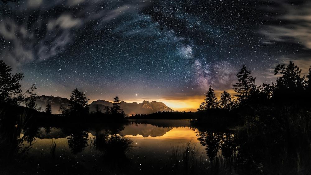 Spectacular starry night photo wallpaper
