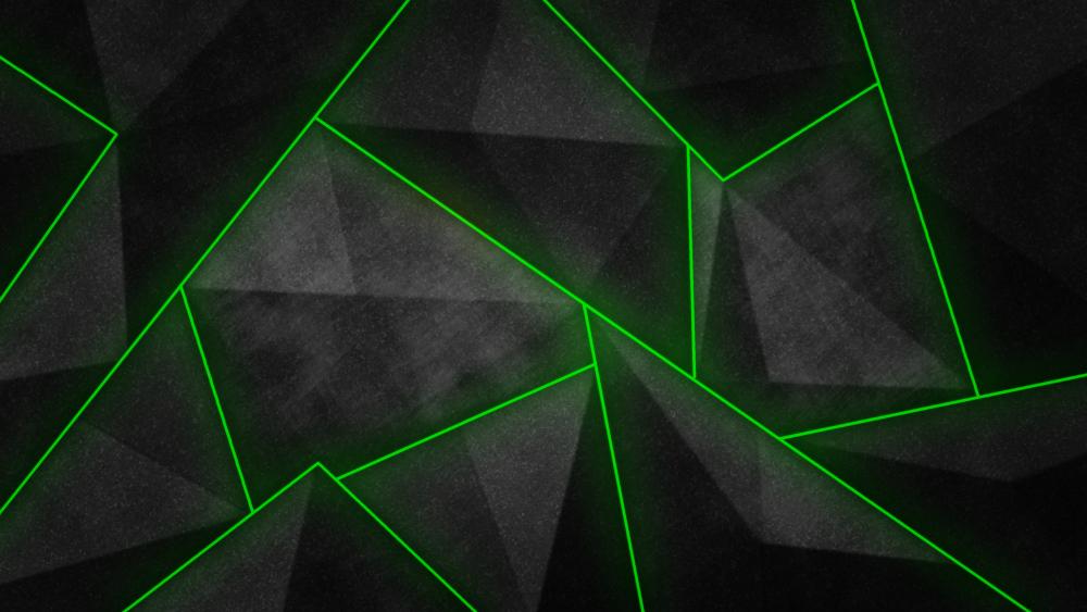 Emerging Green Triangles on Black Canvas wallpaper