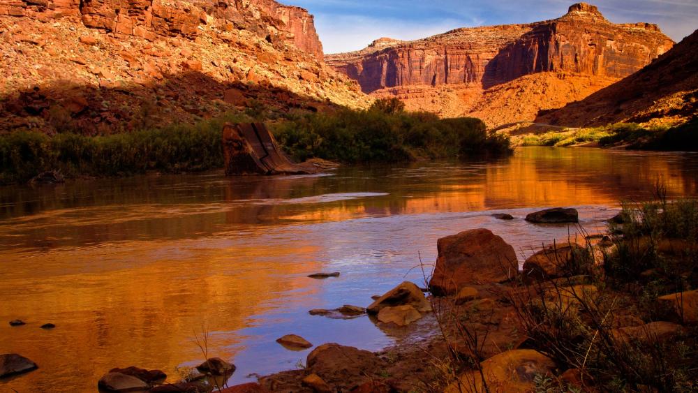 Serenity in the Canyon River Landscape wallpaper