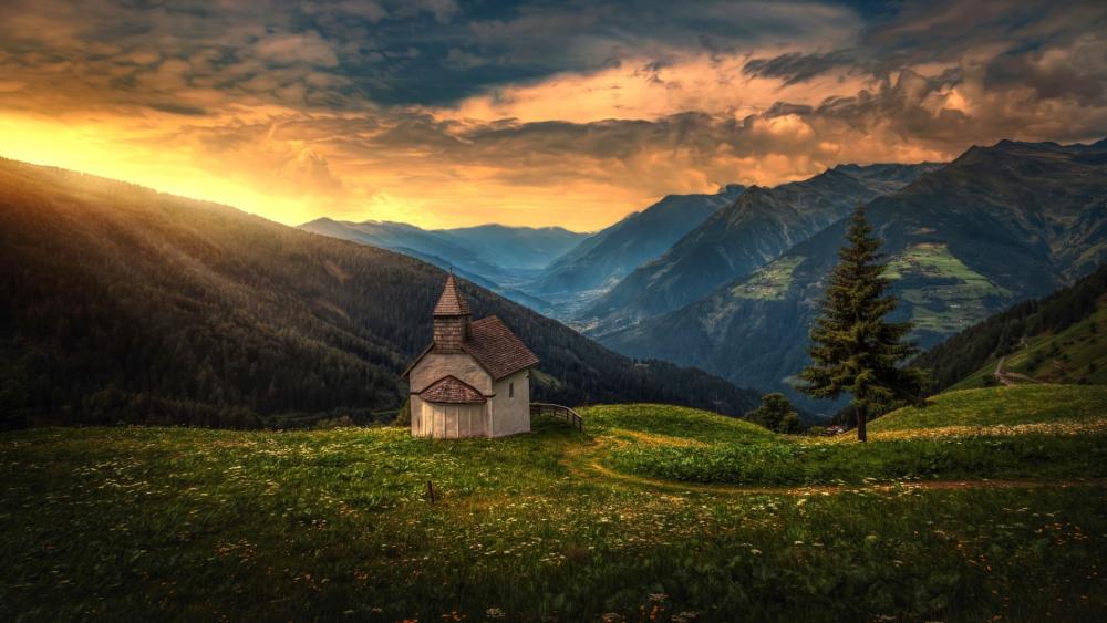 Little Church in the mountains wallpaper