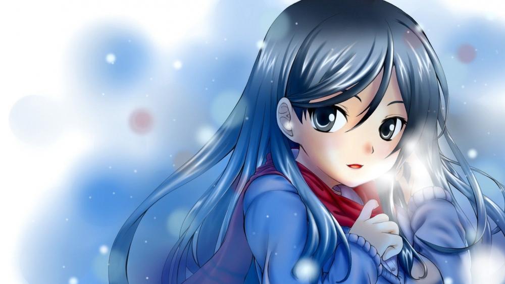 Winter Charm With A Kawaii Anime Girl wallpaper