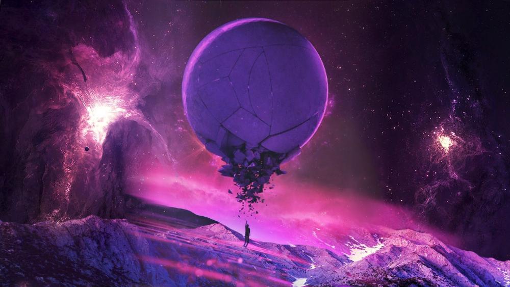 Mystic Voyage in the Purple Cosmos wallpaper