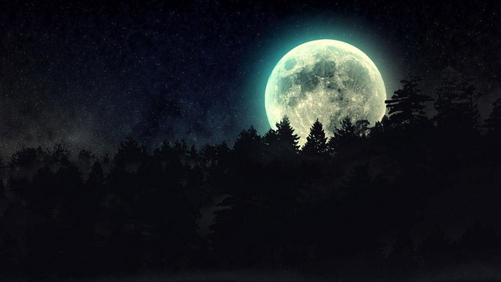 Moonlit Midnight Fantasy Landscape wallpaper