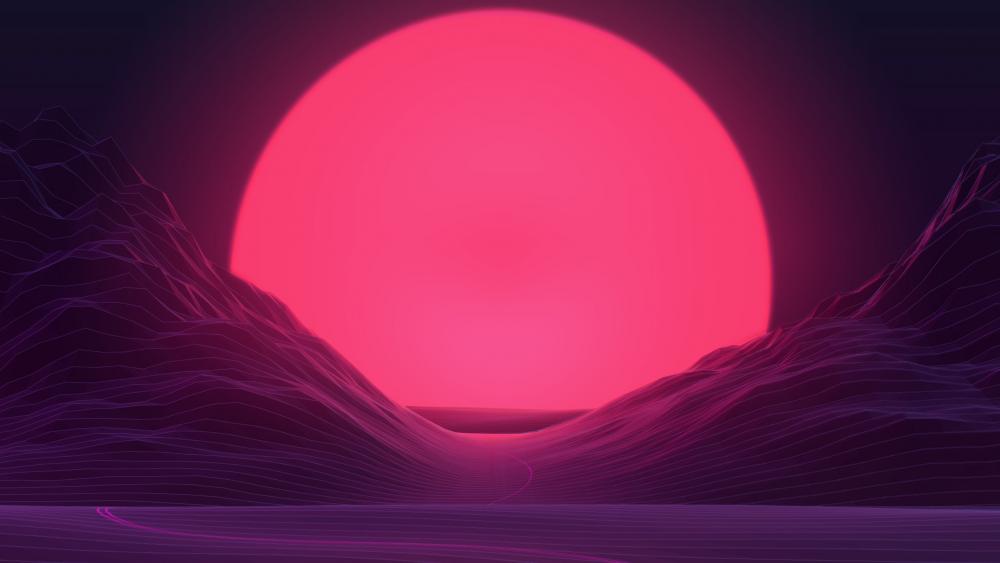 Vaporwave pink sunset wallpaper
