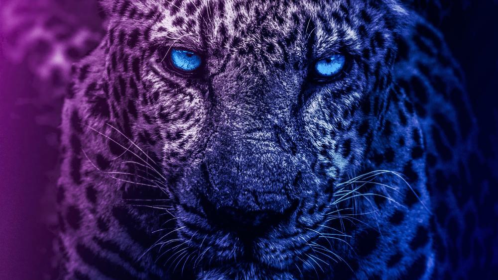 Mystical Blue-Eyed Leopard Stare wallpaper