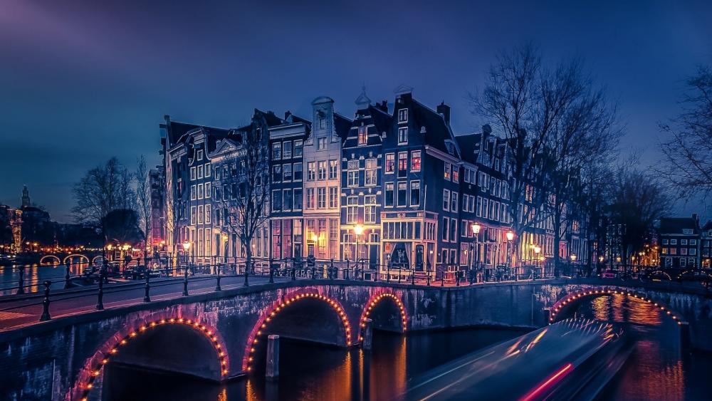 Amsterdam evening wallpaper