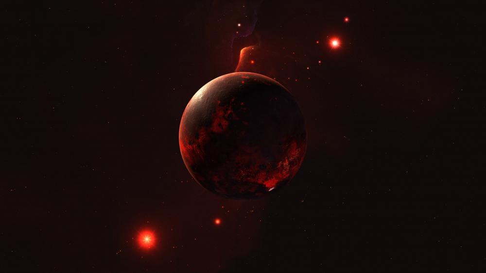 Mysterious Red Planet in Deep Space wallpaper