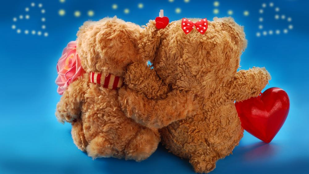 Teddy bear romance wallpaper