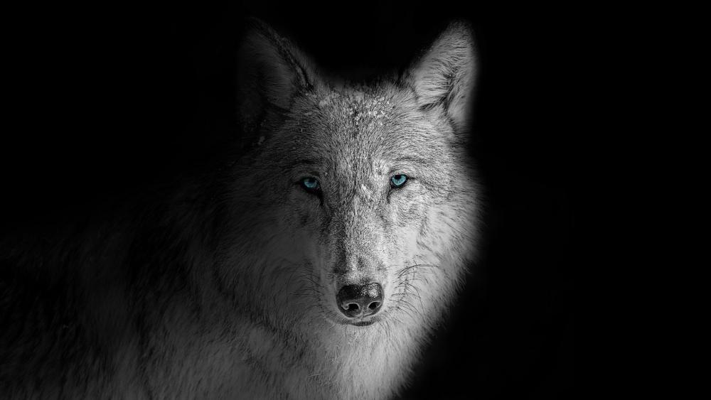Lone Wolf with Piercing Blue Eyes wallpaper