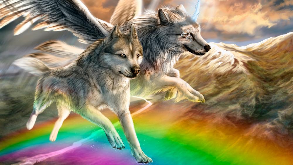 Angel wolves wallpaper