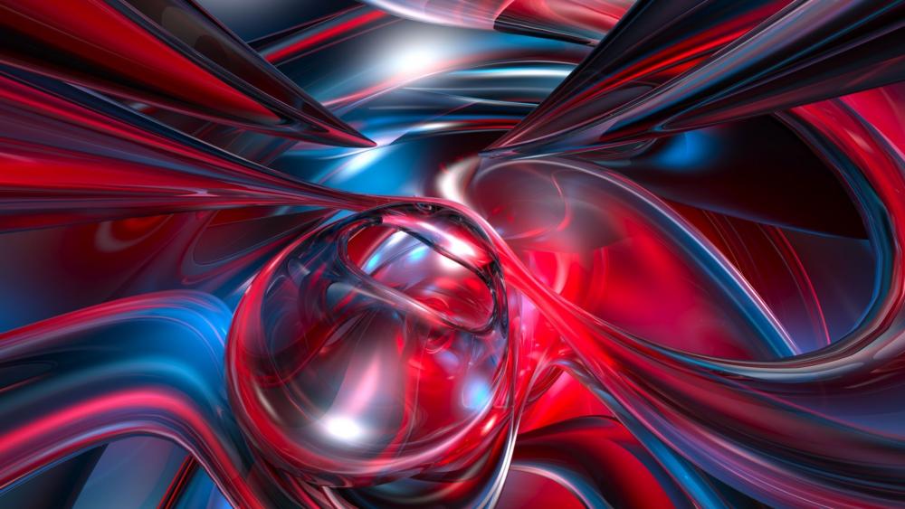 Red and blue 3D graphics wallpaper