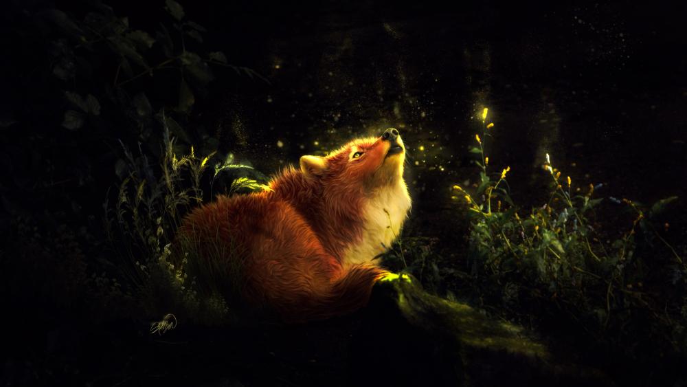 Enchanted fox wallpaper