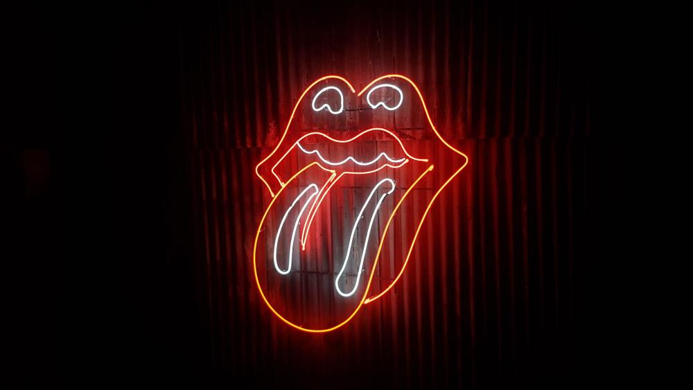 Neon Lights Rolling Stones Emblem wallpaper